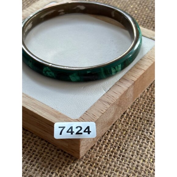 Vintage Green Malachite Stone Bangle Bracelet - Picture 14 of 14